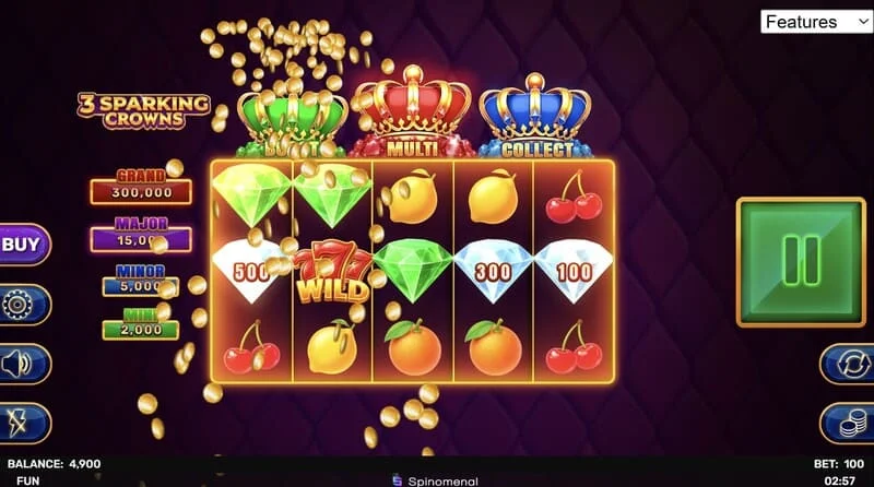 3 Sparking Crowns Wild-Gewinn
